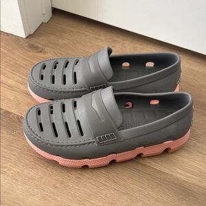 Gray and Pink Slip-On Shoes